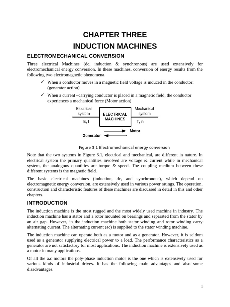 3rd Chapter Three | PDF | Electric Motor | Electromagnetic Induction