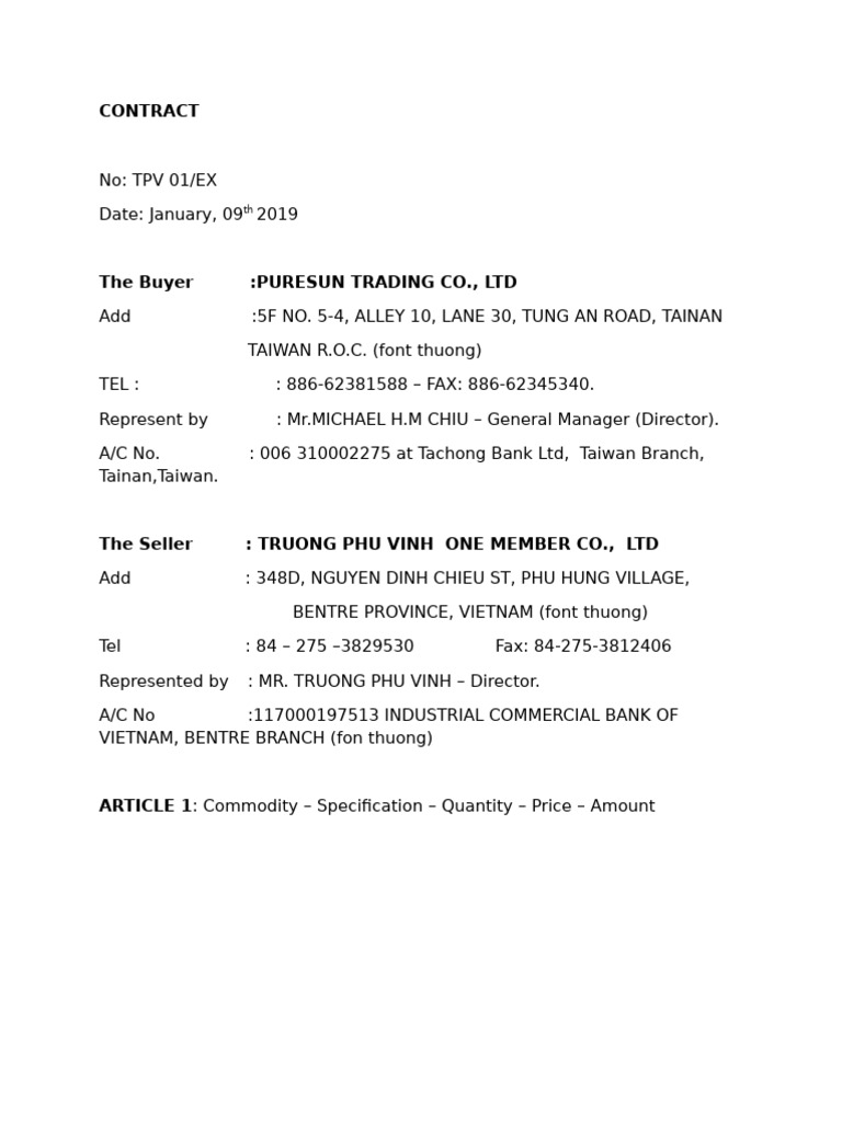 Contract Sample For Review (1) Foreign Trade Practice | PDF | Cargo ...