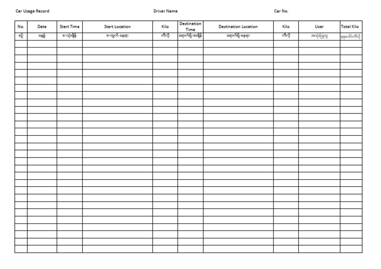 Car Usage Record | PDF