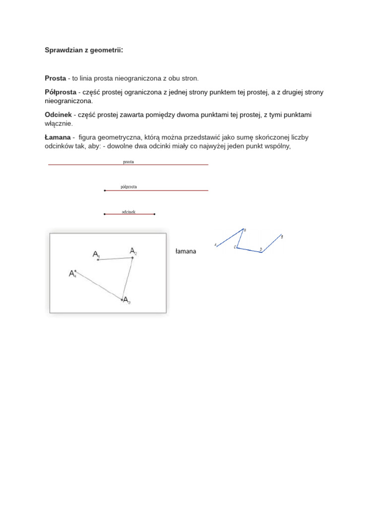 Zadania Z Geometrii Klasa 4 Sprawdzian Z Geometrii Klasa 4 | PDF