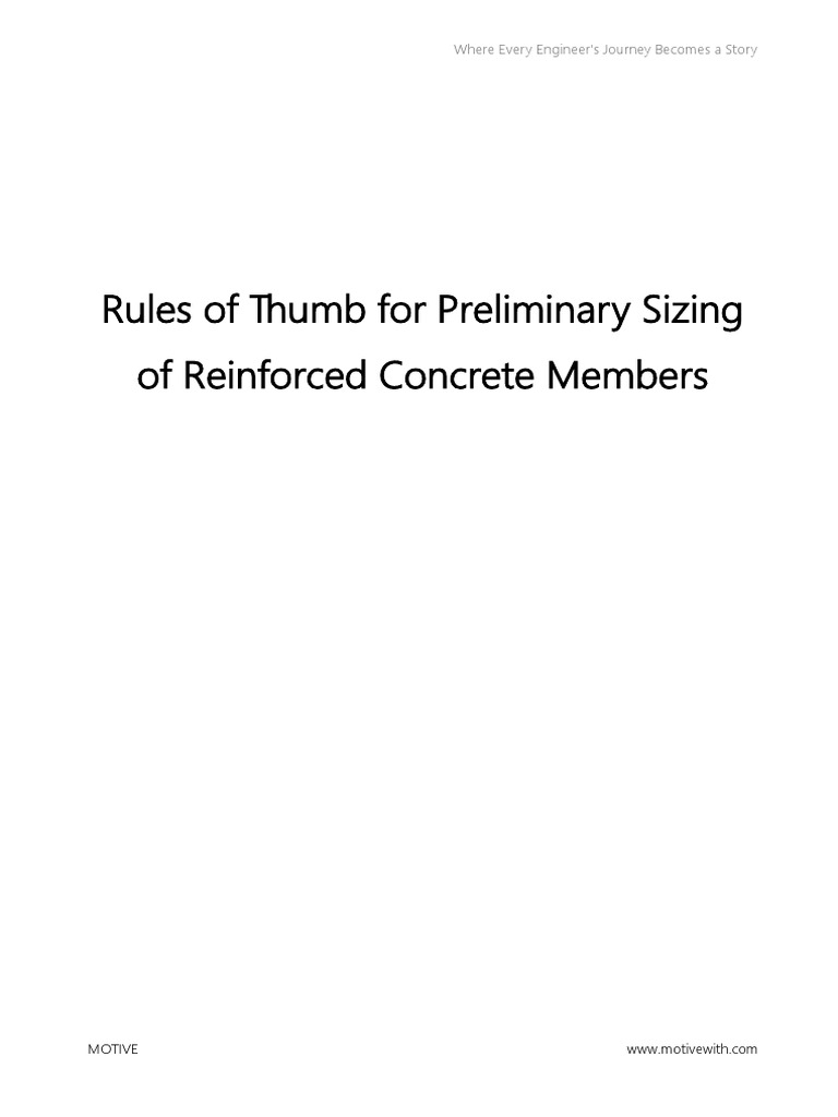Rules of Thumb for Concrete Sizing | PDF | Reinforced Concrete ...