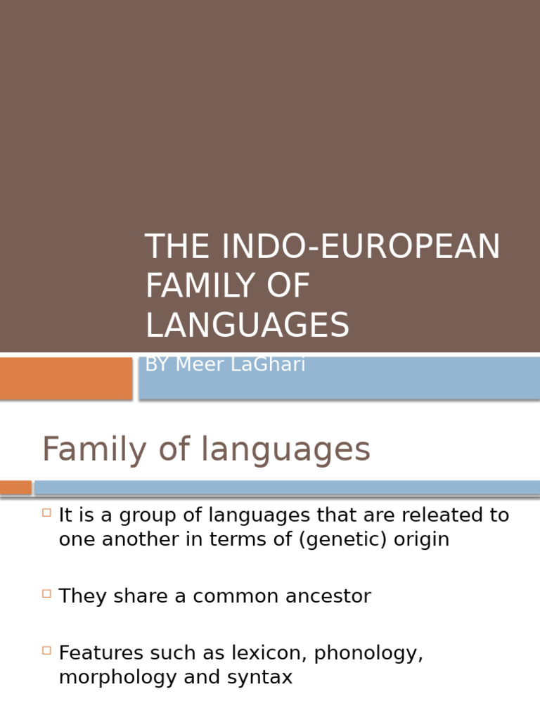The Indo European Family Of Languages Pdf