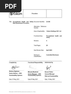 Occupational Health and Safety Risk Assessment Procedure 32-520