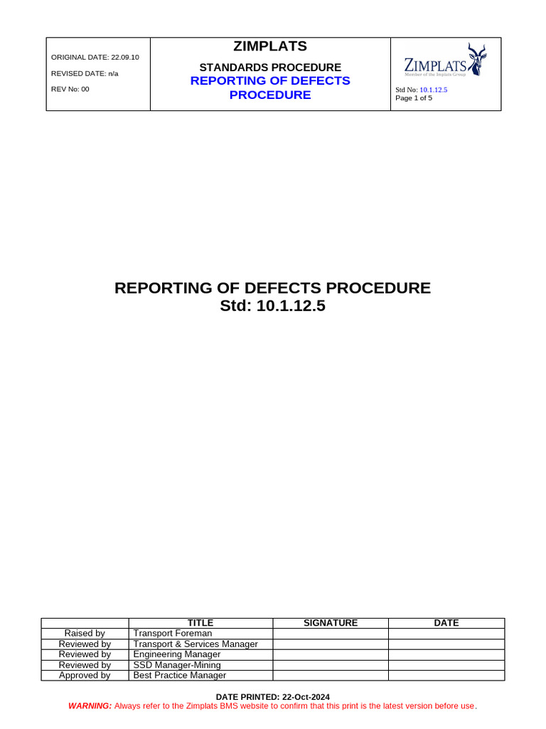 Report Defects Procedure | PDF | Driver's License | Personal Protective ...