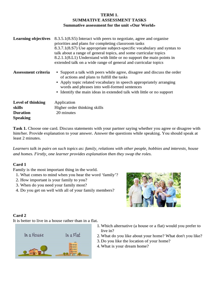 Summative Assessment: Our World Unit | PDF | Vocabulary | Phrase