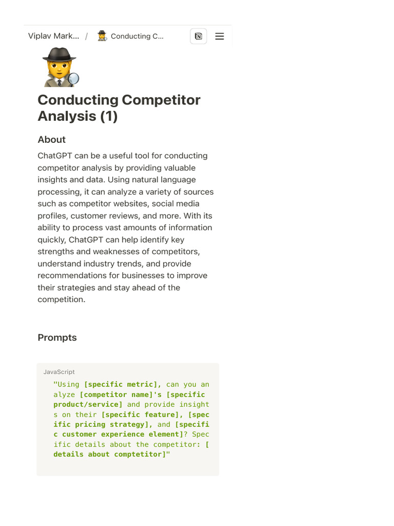 ChatGPT for Competitor Analysis Guide | PDF | Business | Marketing