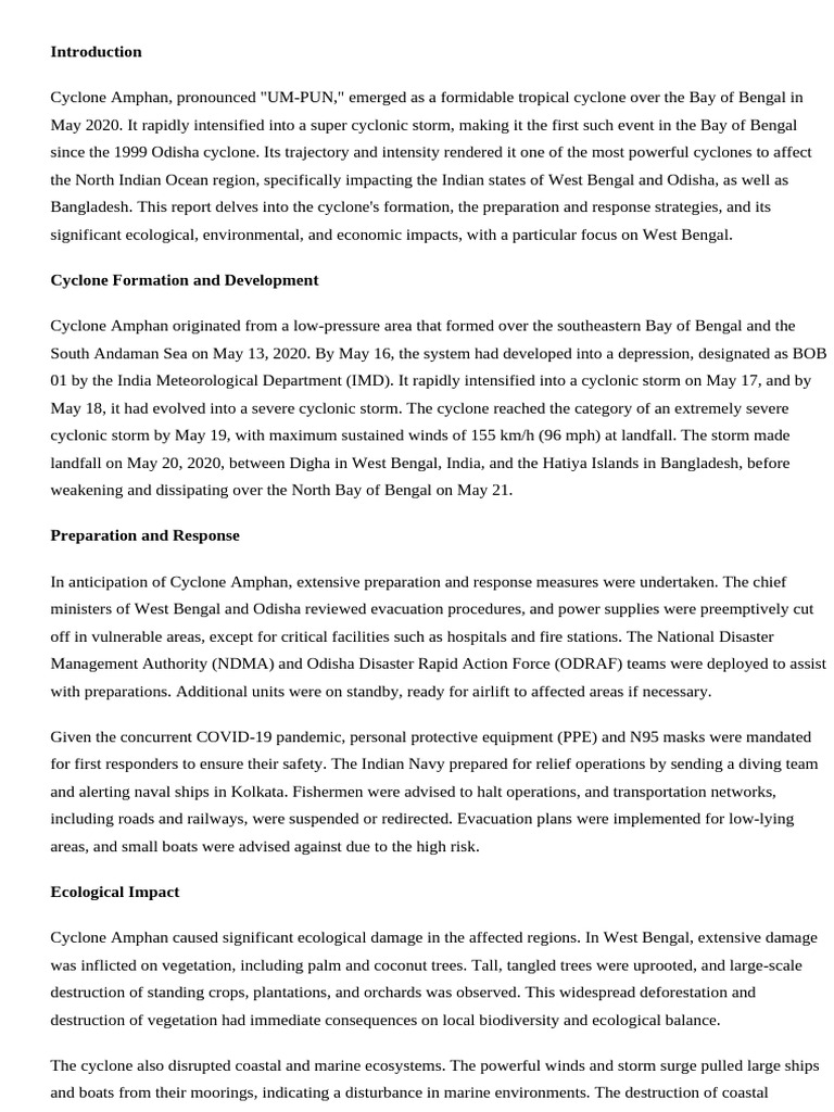 Cyclone Amphan: Impacts and Responses | PDF | Tropical Cyclones | Seasons