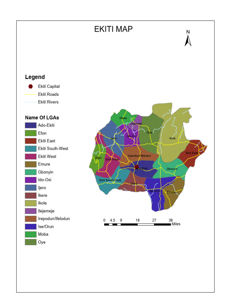 Ekiti State Map with Towns and Roads | PDF
