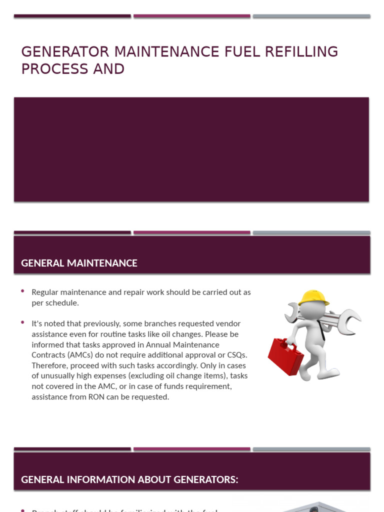 Generator Maintenance & Fuel Refilling Guide | PDF