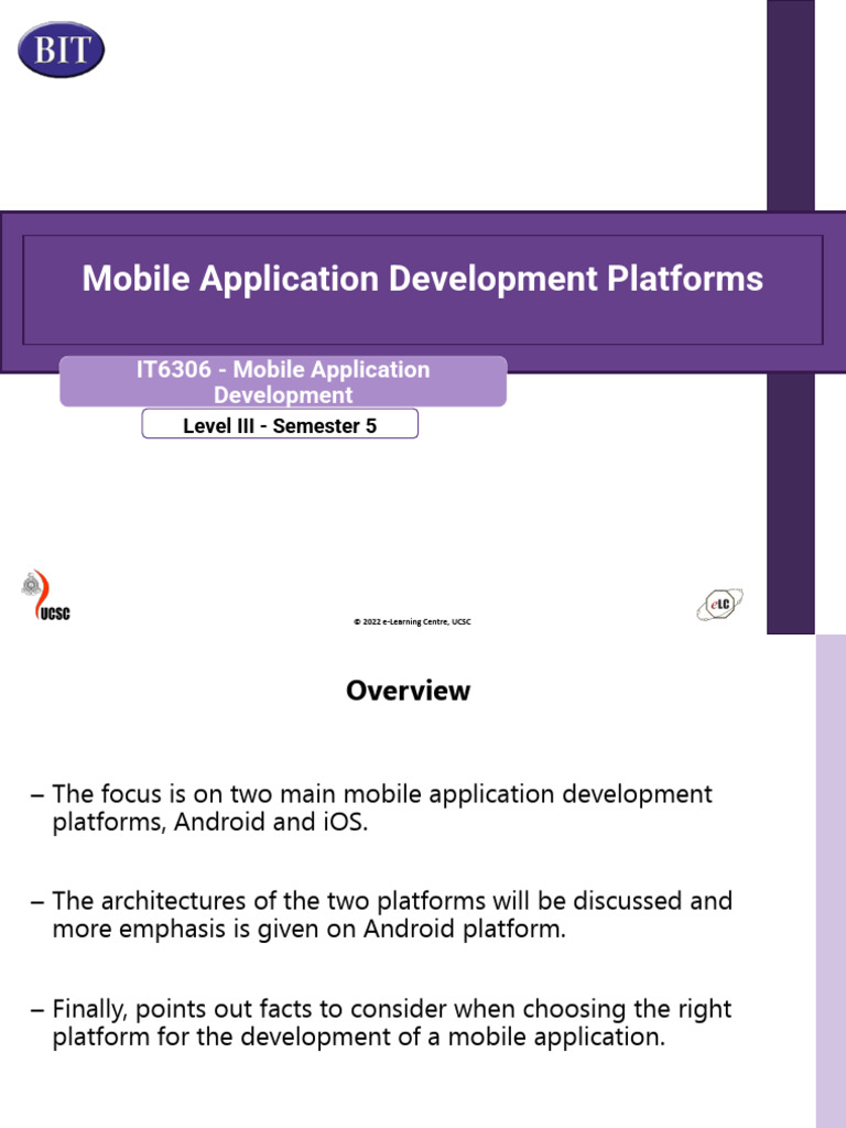 Lesson 2 - Mobile Application Development Platforms - vVLE | PDF ...