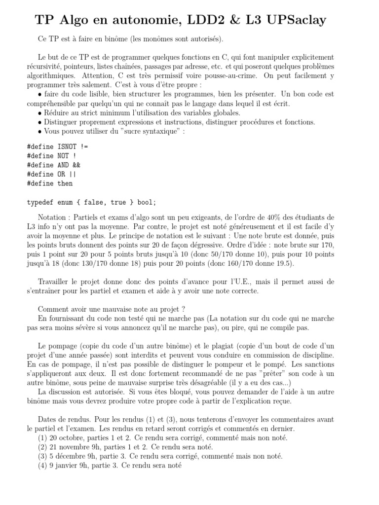 TP C : Programmation et Algorithmes | PDF | Programmation informatique ...
