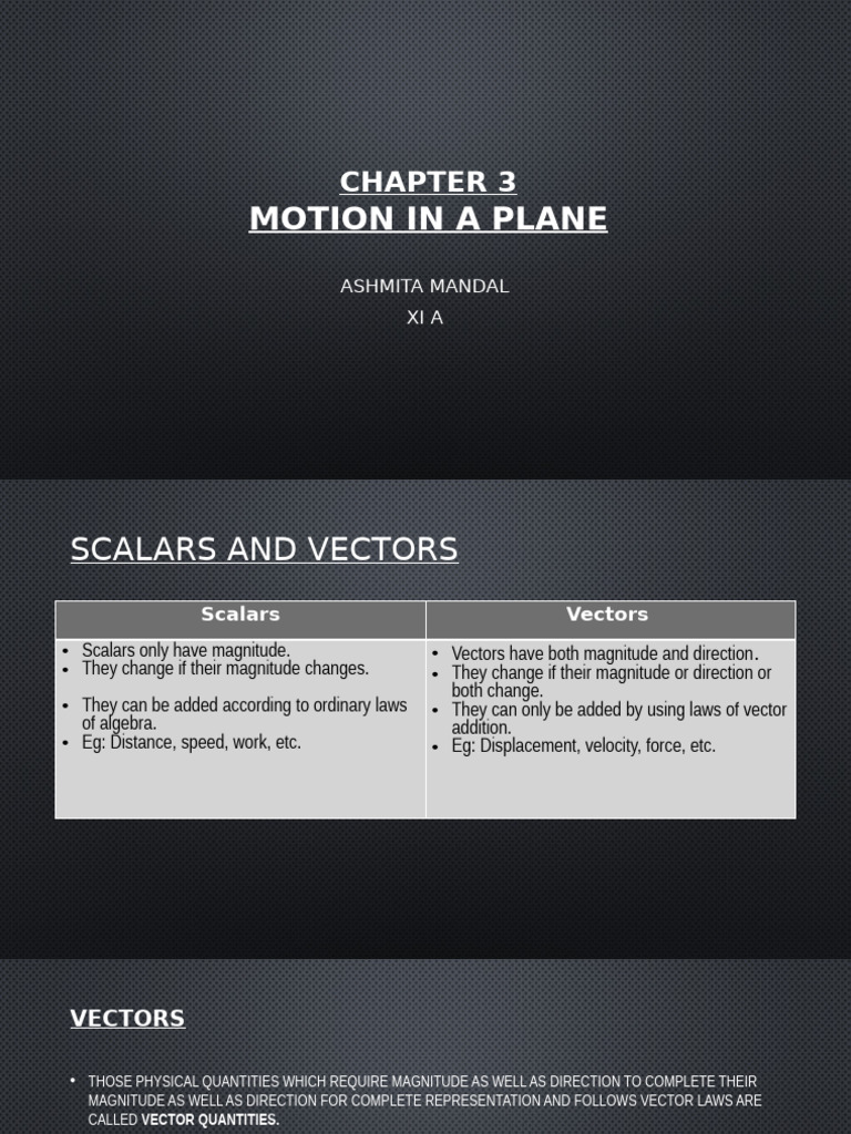 Scalars and Vectors in Motion Analysis | PDF | Euclidean Vector | Algebra