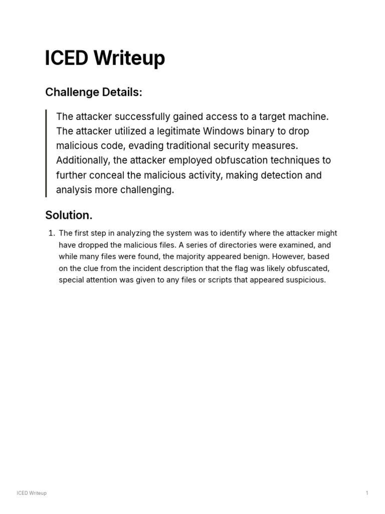 ICED Writeup: Flagyard Analysis | PDF | Computer File | Malware