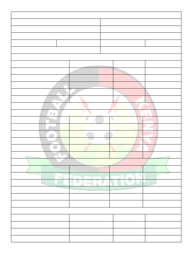 FKF League Pre-Match Form Template | PDF | Sports
