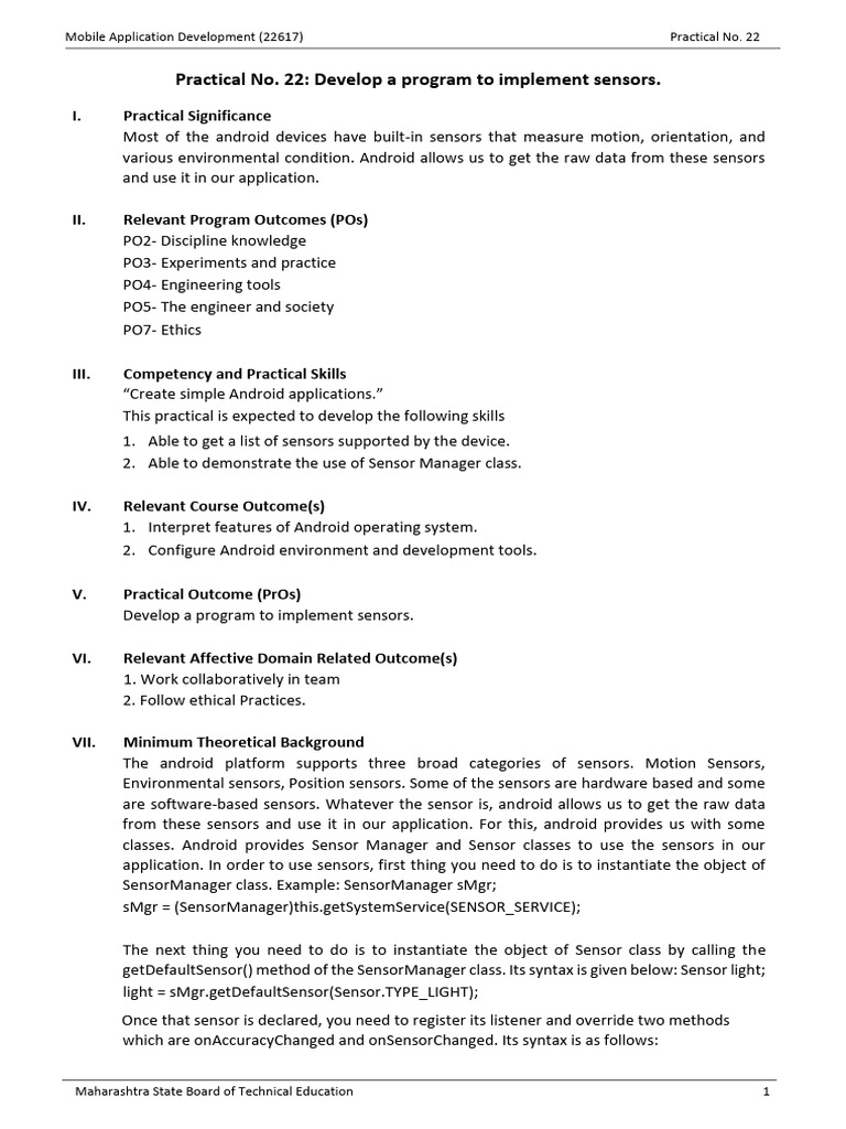 Android Sensor Implementation Guide | PDF | Android (Operating System ...