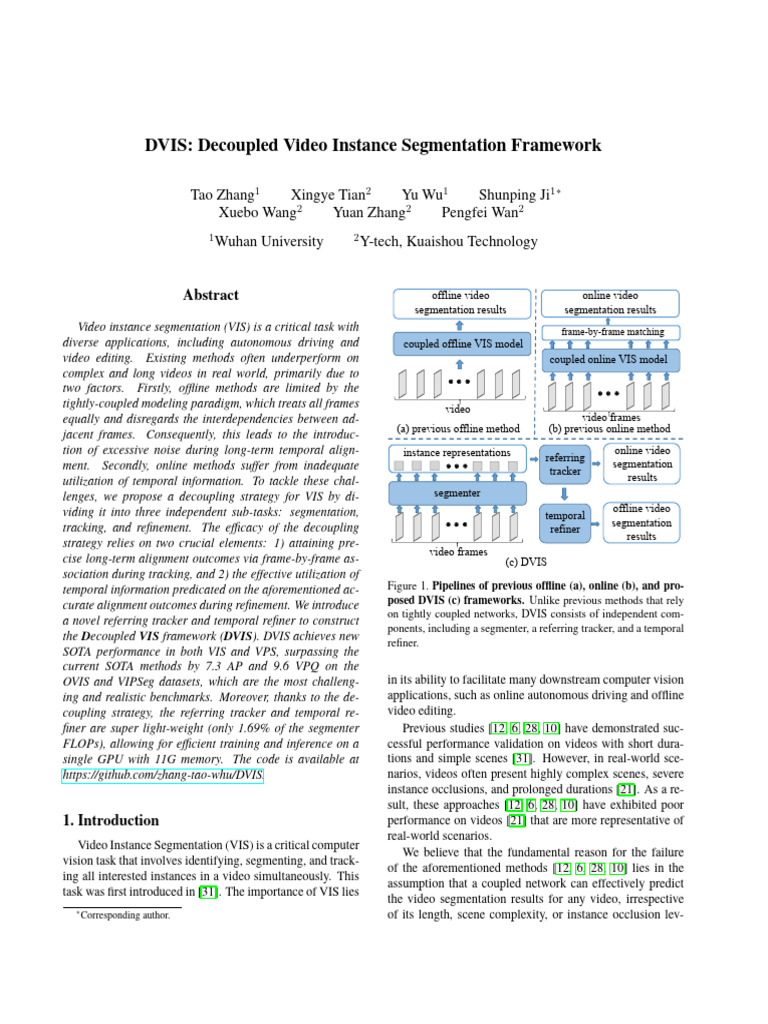 DVIS: Advanced Video Instance Segmentation | PDF | Image Segmentation