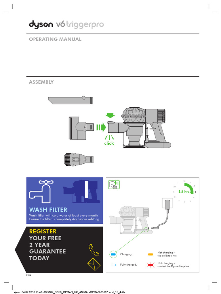 Dyson DC 58 Manual | PDF | Vacuum Cleaner | Waste Management