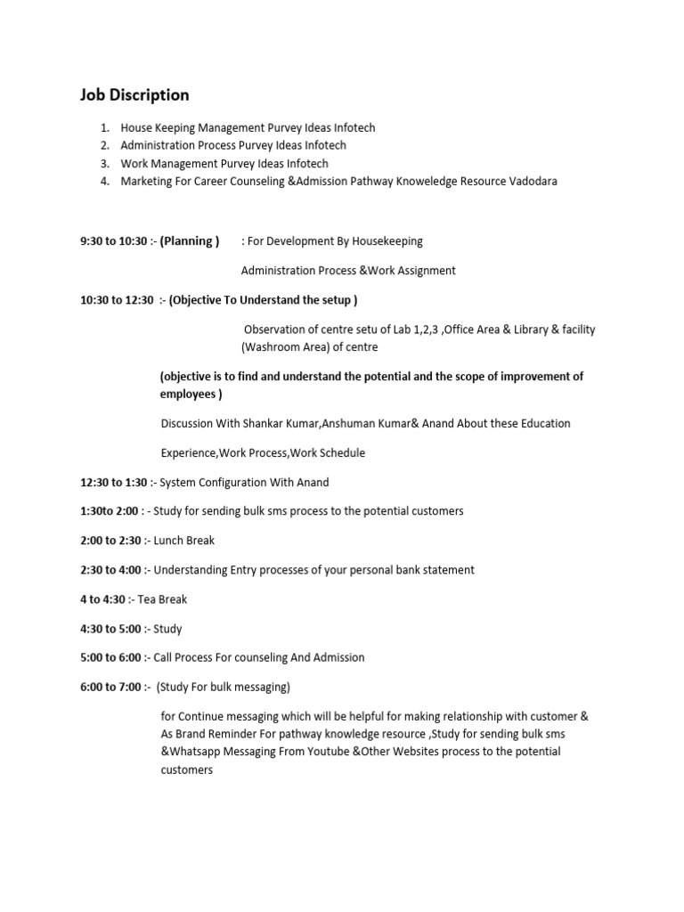Job Discription | PDF