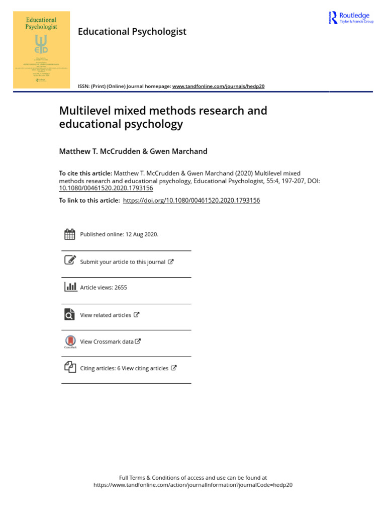Multilevel Mixed Methods Research and Educational Psychology | PDF ...
