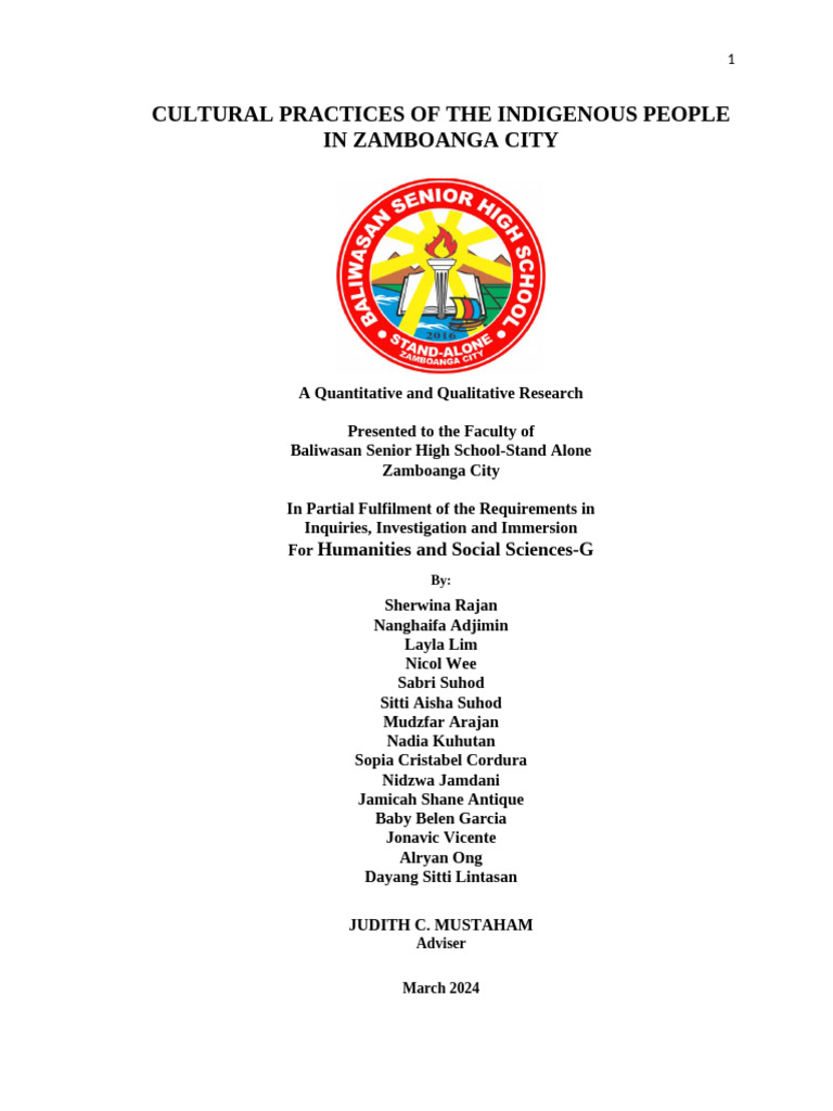 Indigenous Cultural Practices in Zamboanga | PDF