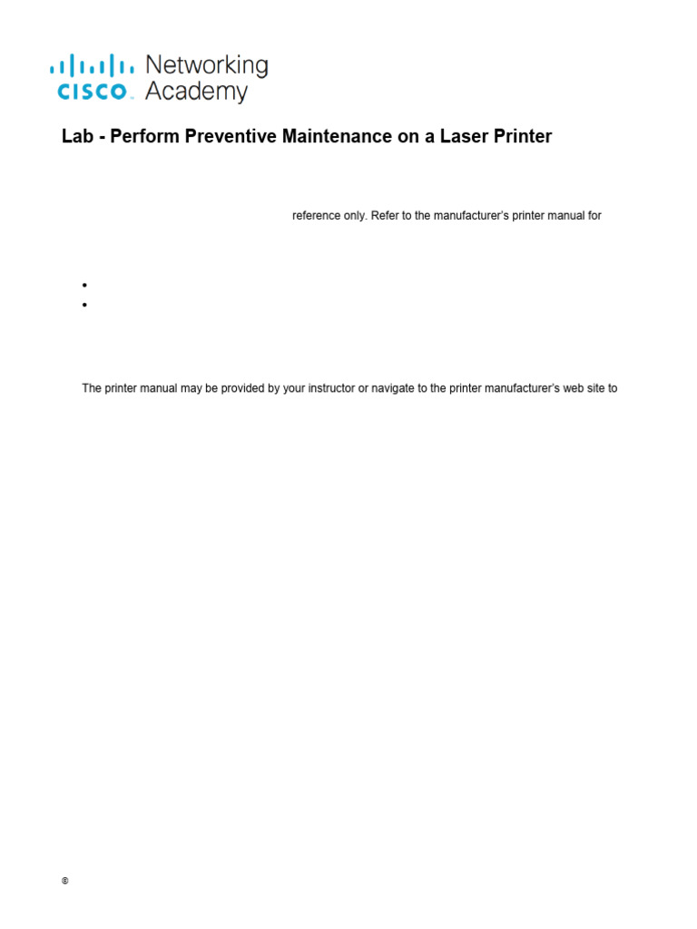 Laser Printer Preventive Maintenance Guide | PDF