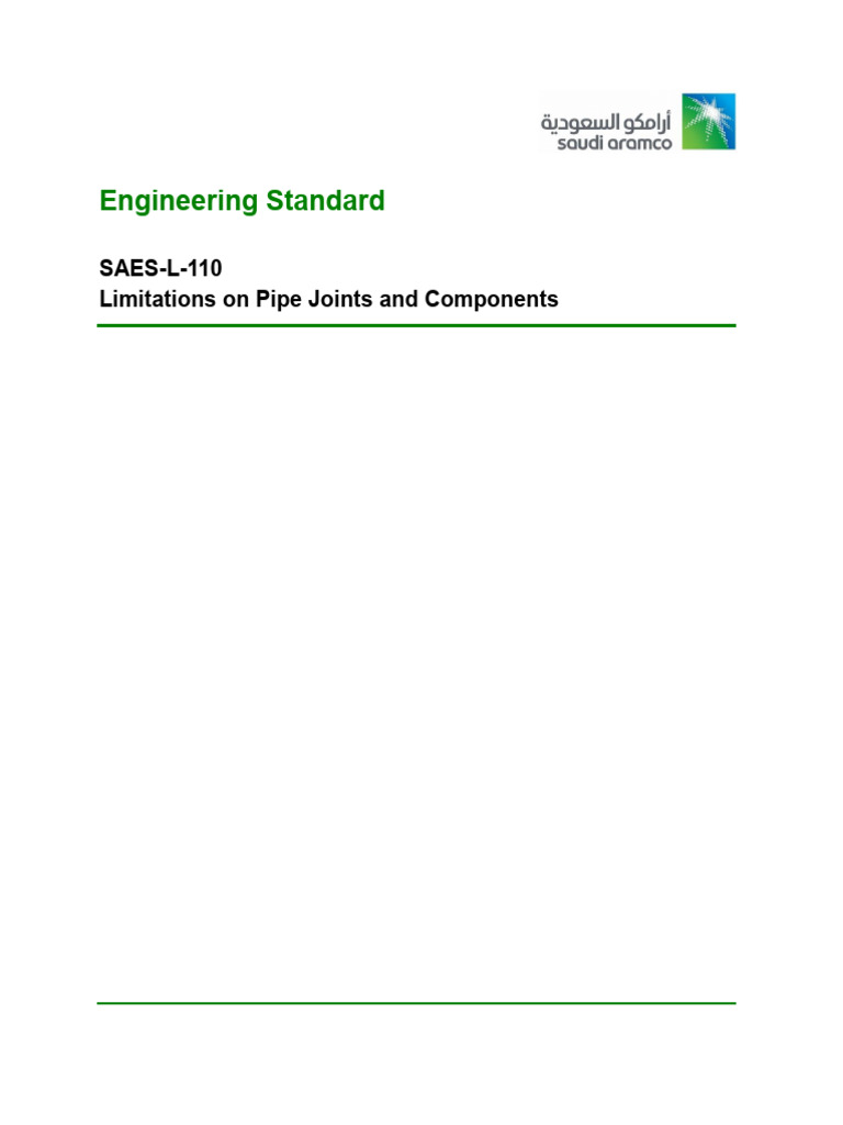 SAES-L-110: Pipe Joints Limitations | PDF | Pipe (Fluid Conveyance ...