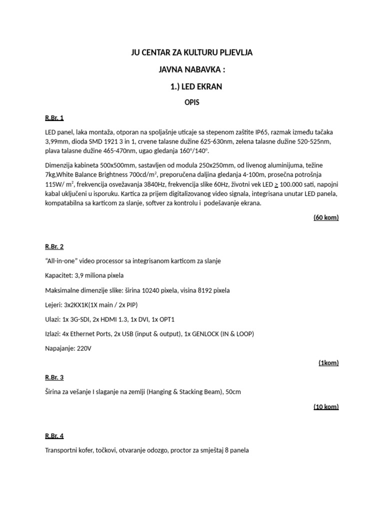 Tehničke Specifikacije | PDF