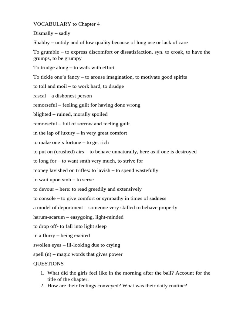 Vocabulary Insights from Chapter 4 | PDF