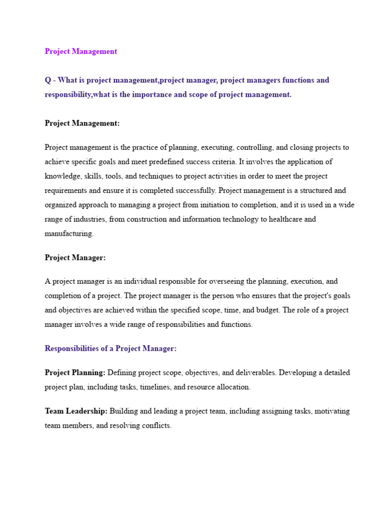 Project Management Q&A | PDF | Project Management | Risk