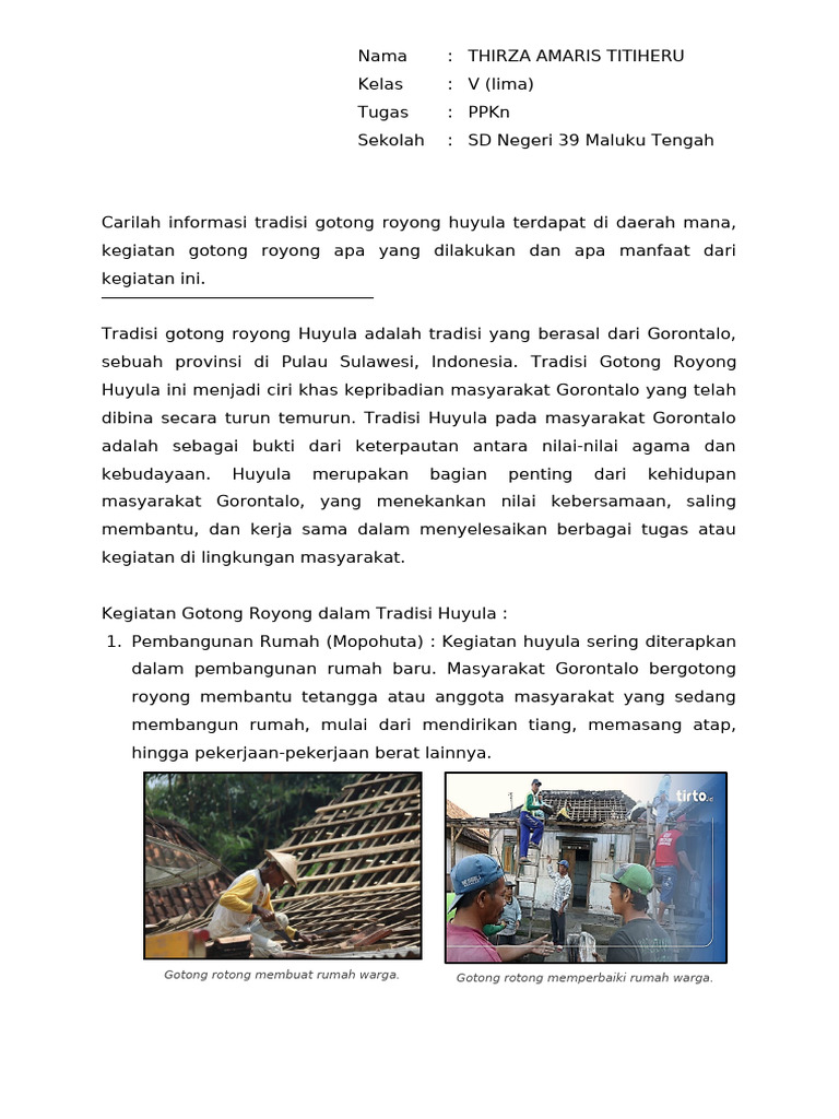 Tradisi Gotong Royong Huyula di Gorontalo | PDF