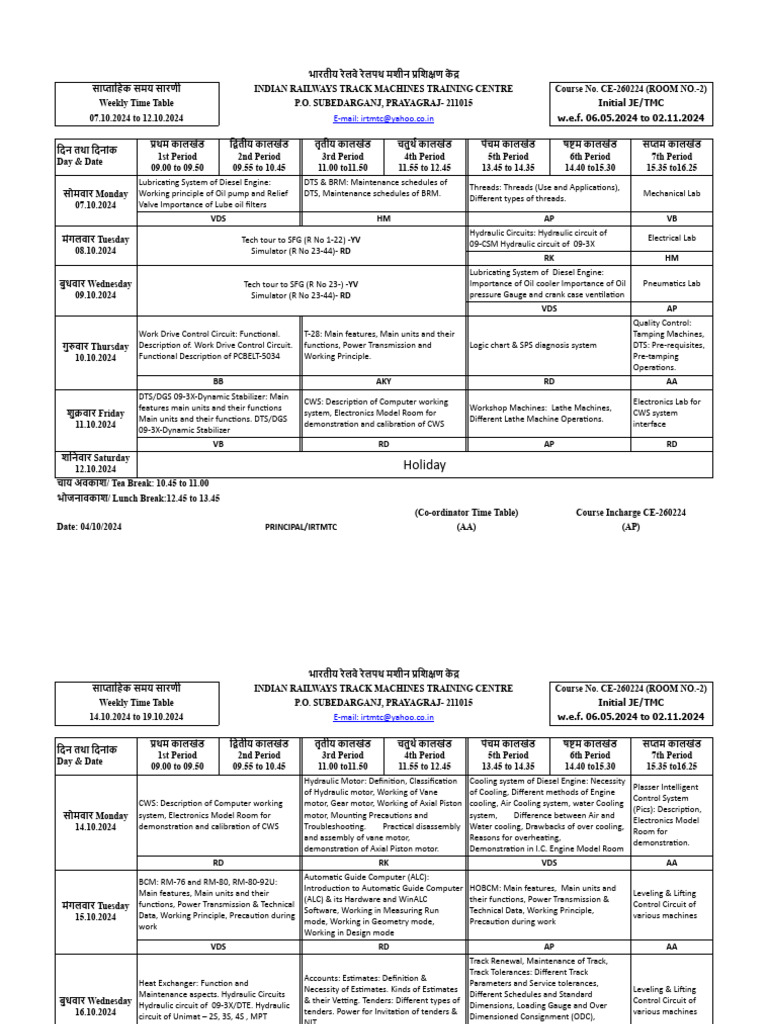 26 Final Time Table | PDF | Printed Circuit Board | Engineering
