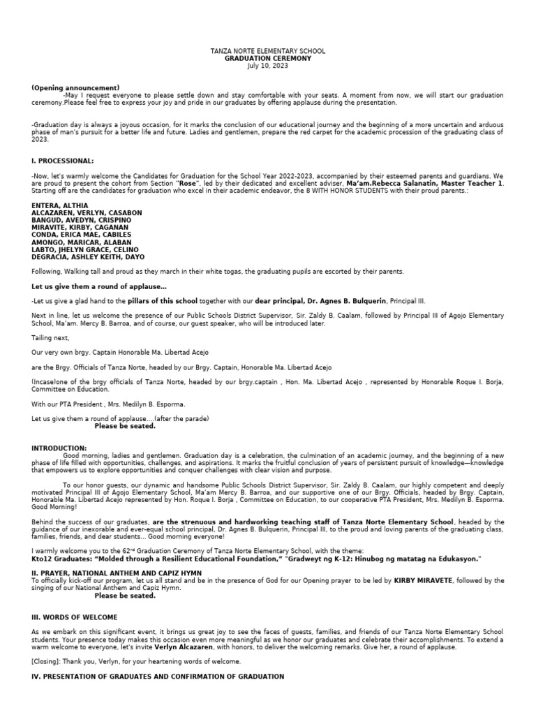 Confirmation of Graduates Ceremony 2023 | PDF