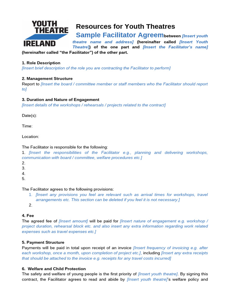 Facilitator Agreement Template PDF Receipt Taxes