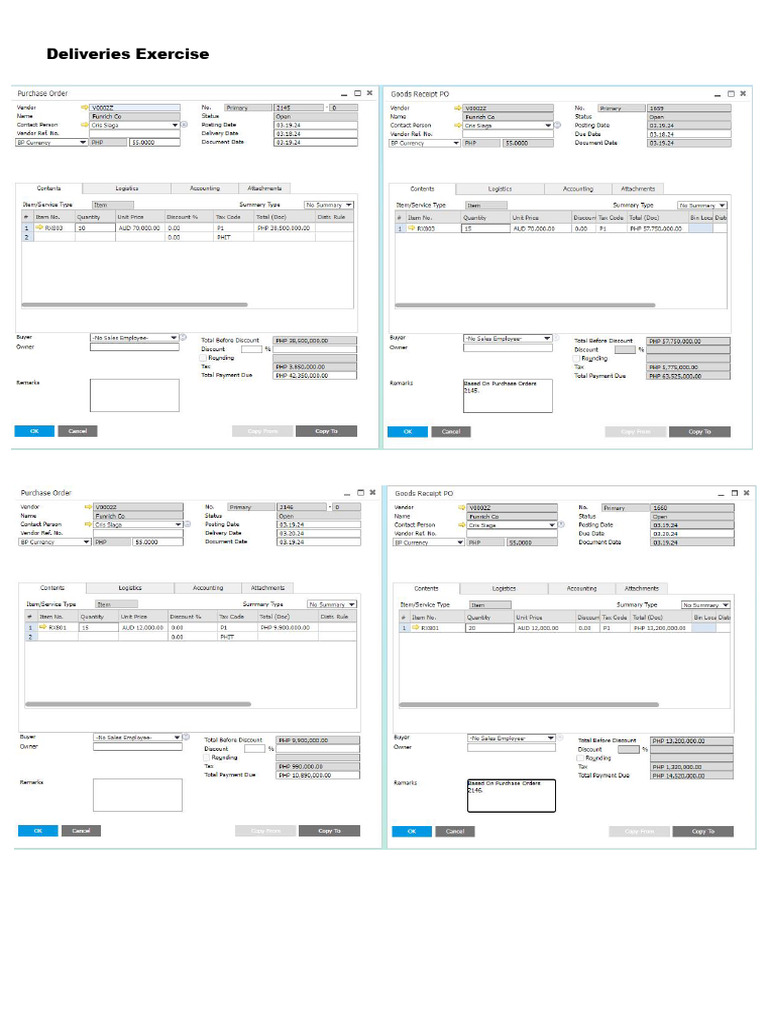 Deliveries Exercise | PDF
