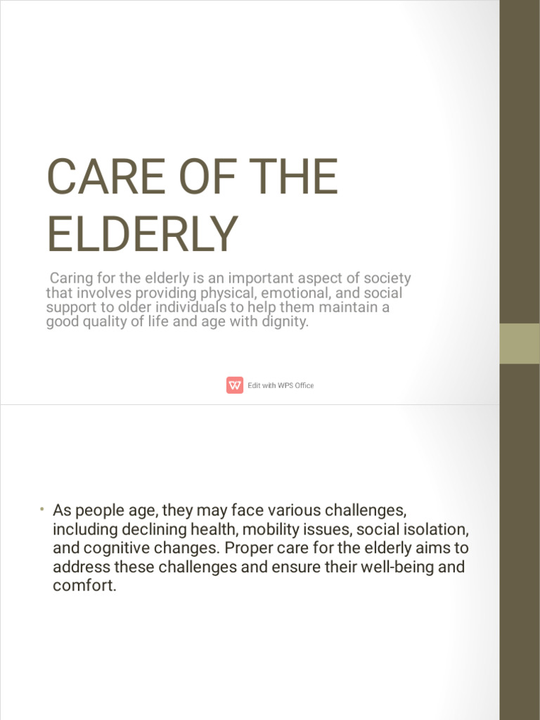 Care of The Elderly - 111752 | PDF | Palliative Care | Caregiver