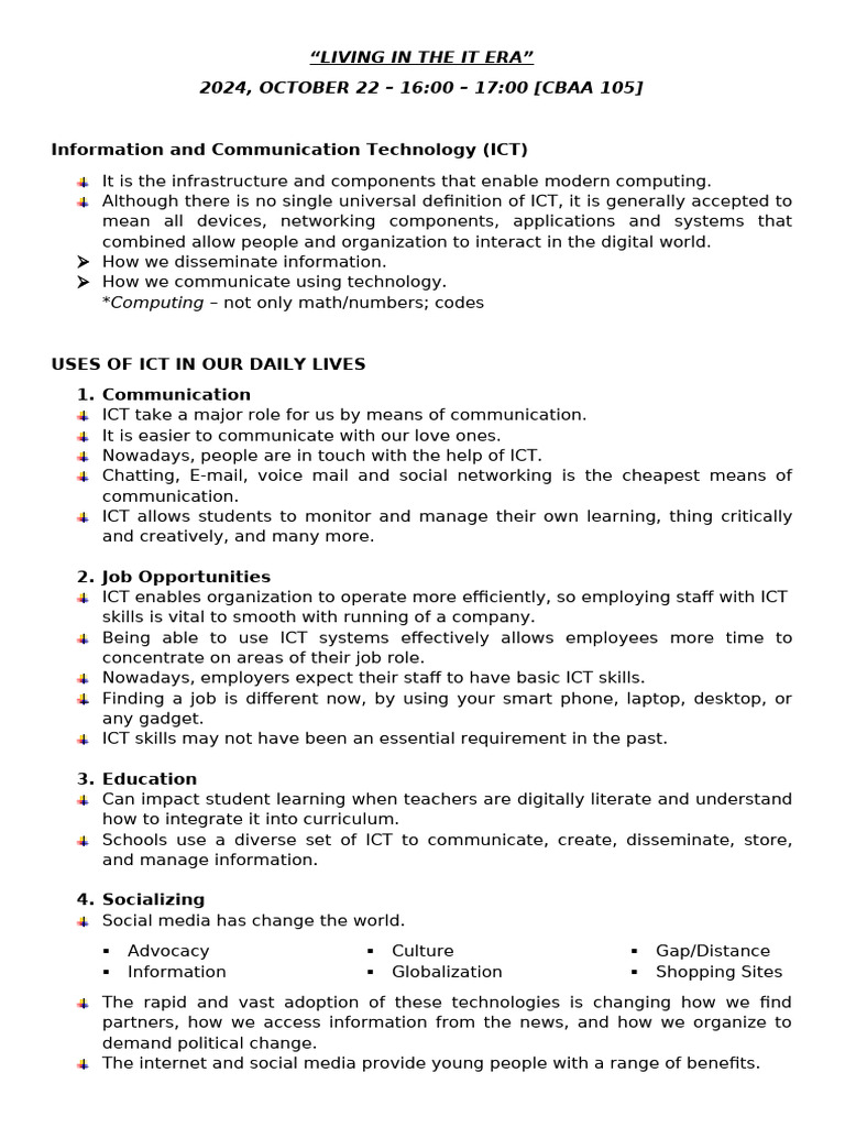 Impact of ICT on Daily Life | PDF | Malware | World Wide Web
