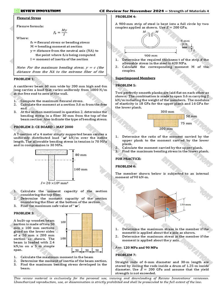 CE-Board-Nov-2024 Strength of Materials Set-4 Online | PDF | Bending ...