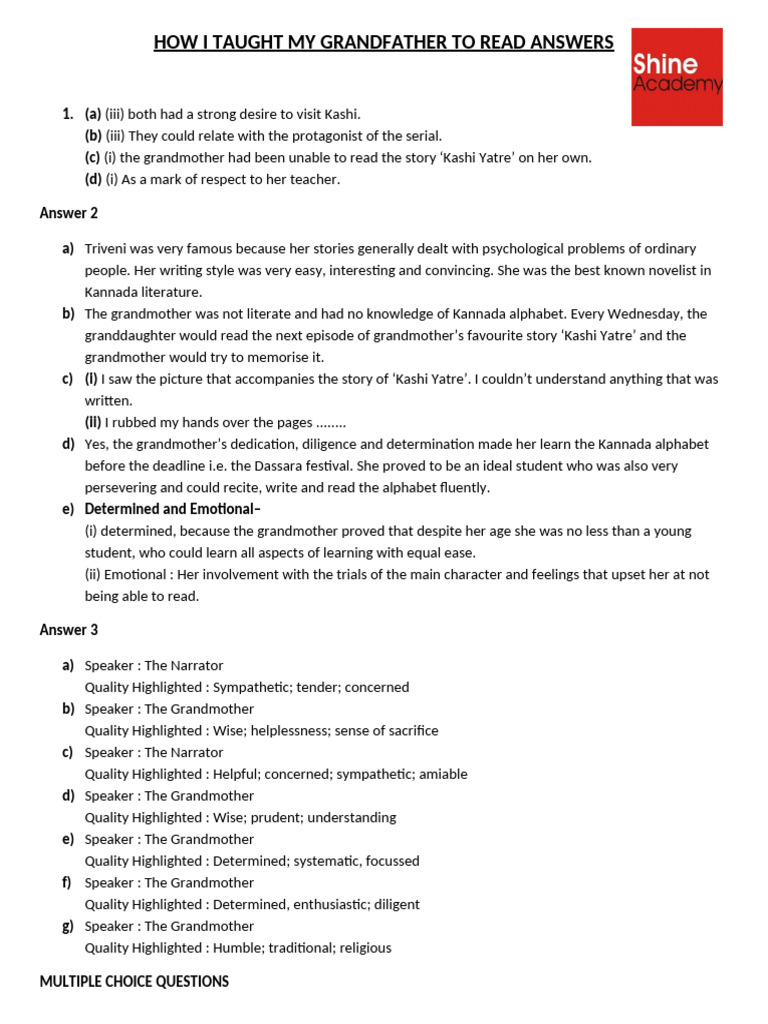 How I Taught My Grandfather to Read Answers | PDF