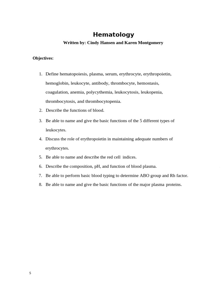 Hematology: Blood Analysis Overview | PDF | Blood Type | Red Blood Cell