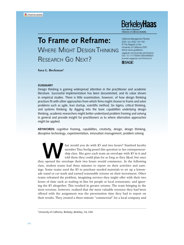 Reframing Design Thinking in Practice | PDF | Design Thinking | Thought