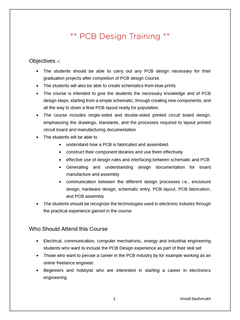 PCB Design Course Syllabus Overview | PDF | Printed Circuit Board ...