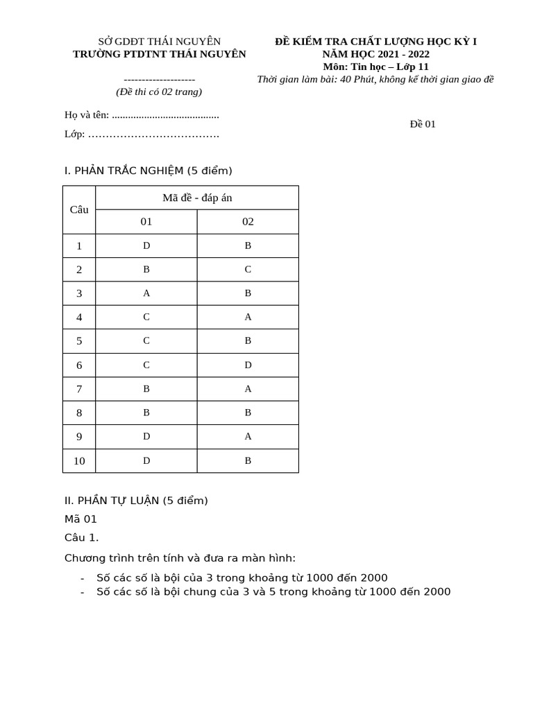 Mã 01 | PDF