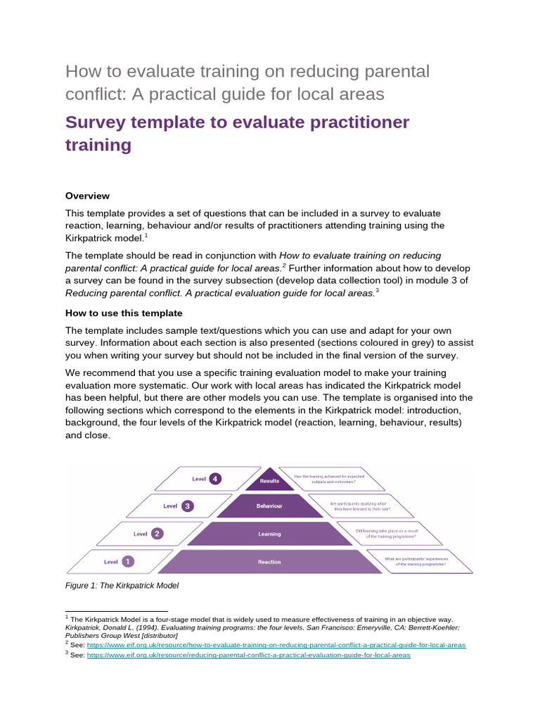 Training Evaluation Template for Practitioners | PDF | Learning ...