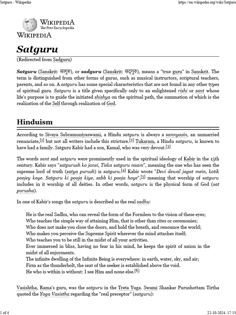 Satguru | PDF | Indian Philosophy | Indian Religions