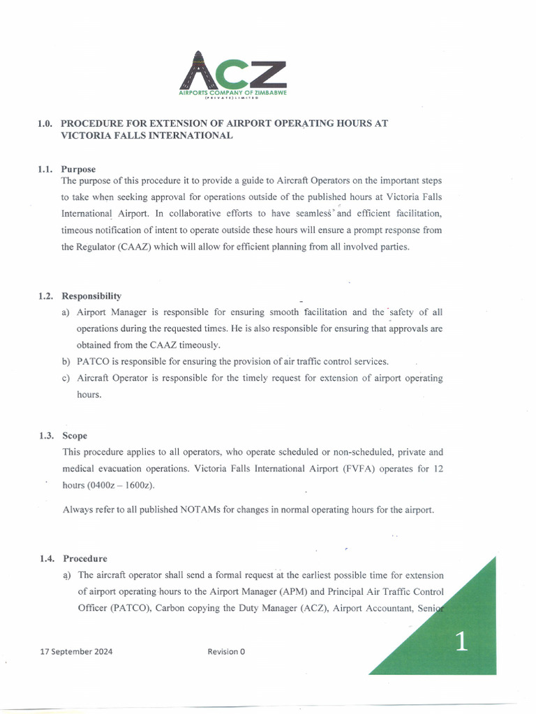 Procedure For Extension of Airport Operating Hours0001 | PDF
