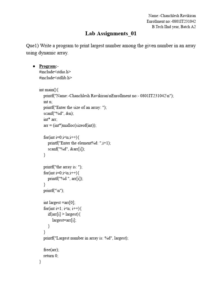 Dynamic Array Operations in C | PDF | Computer Architecture | Software ...