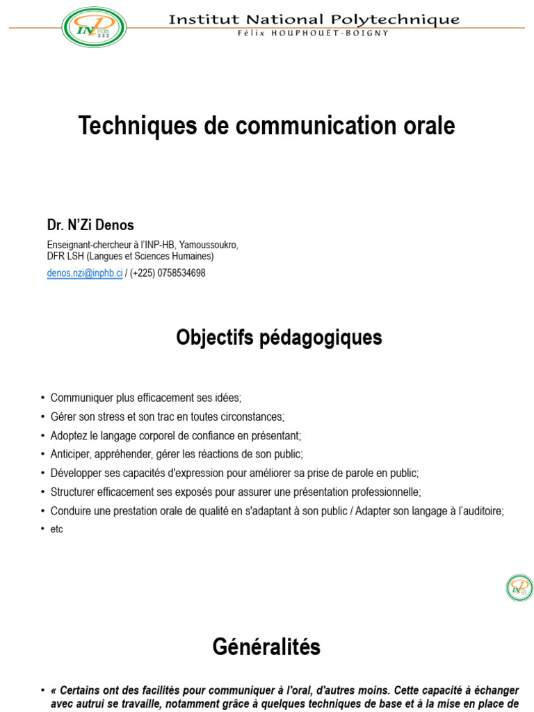 Techniques de communication orale efficaces | PDF | la communication ...