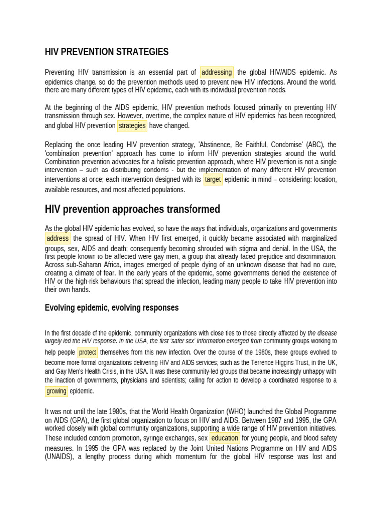 Hiv Prevention Strategies | PDF | President's Emergency Plan For Aids ...