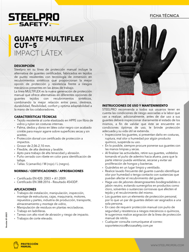 Guantes Multiflex Steelpro: Protección y Destreza | PDF | Guante | Textiles