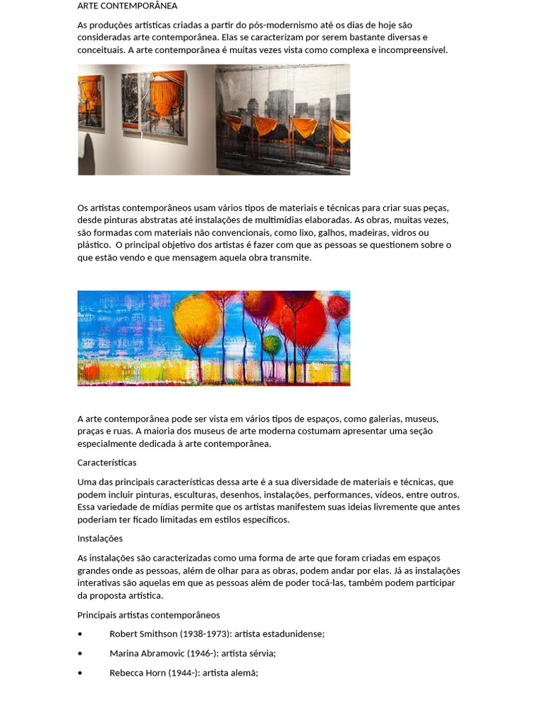 Atividades sobre Arte Contemporânea | PDF | Pinturas | Museu